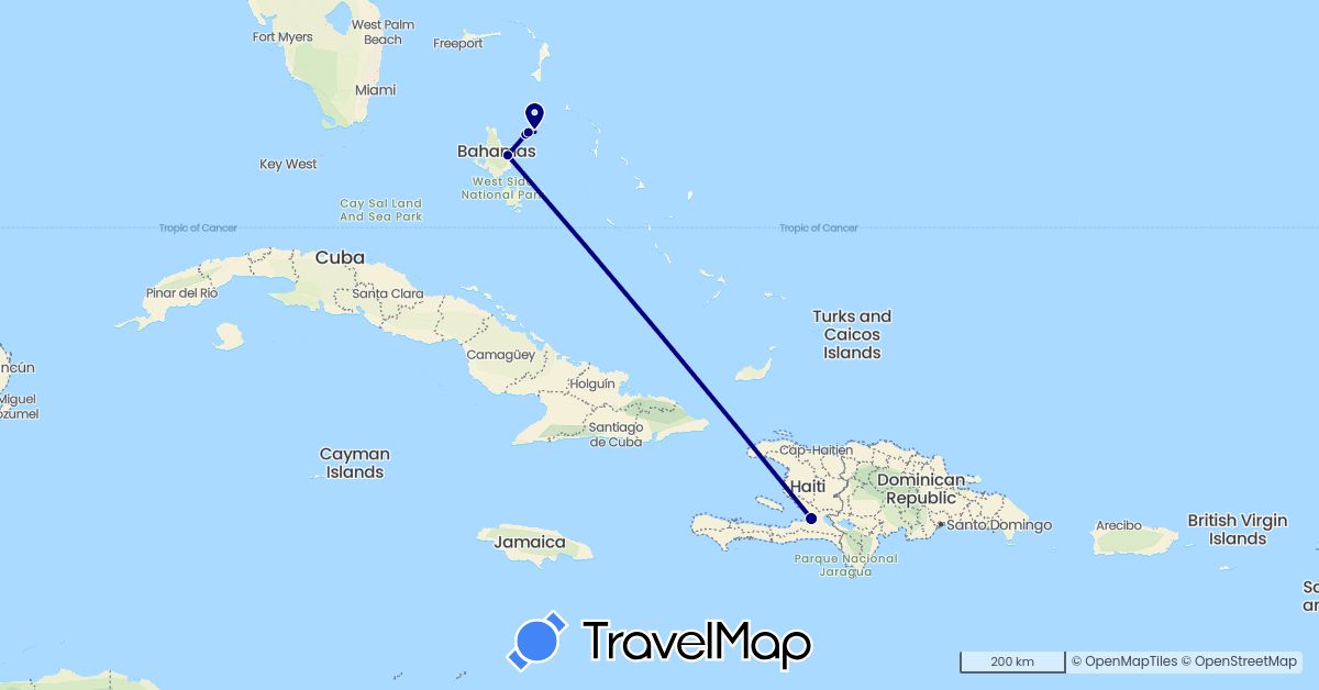 TravelMap itinerary: driving in Bahamas, Haiti (North America)